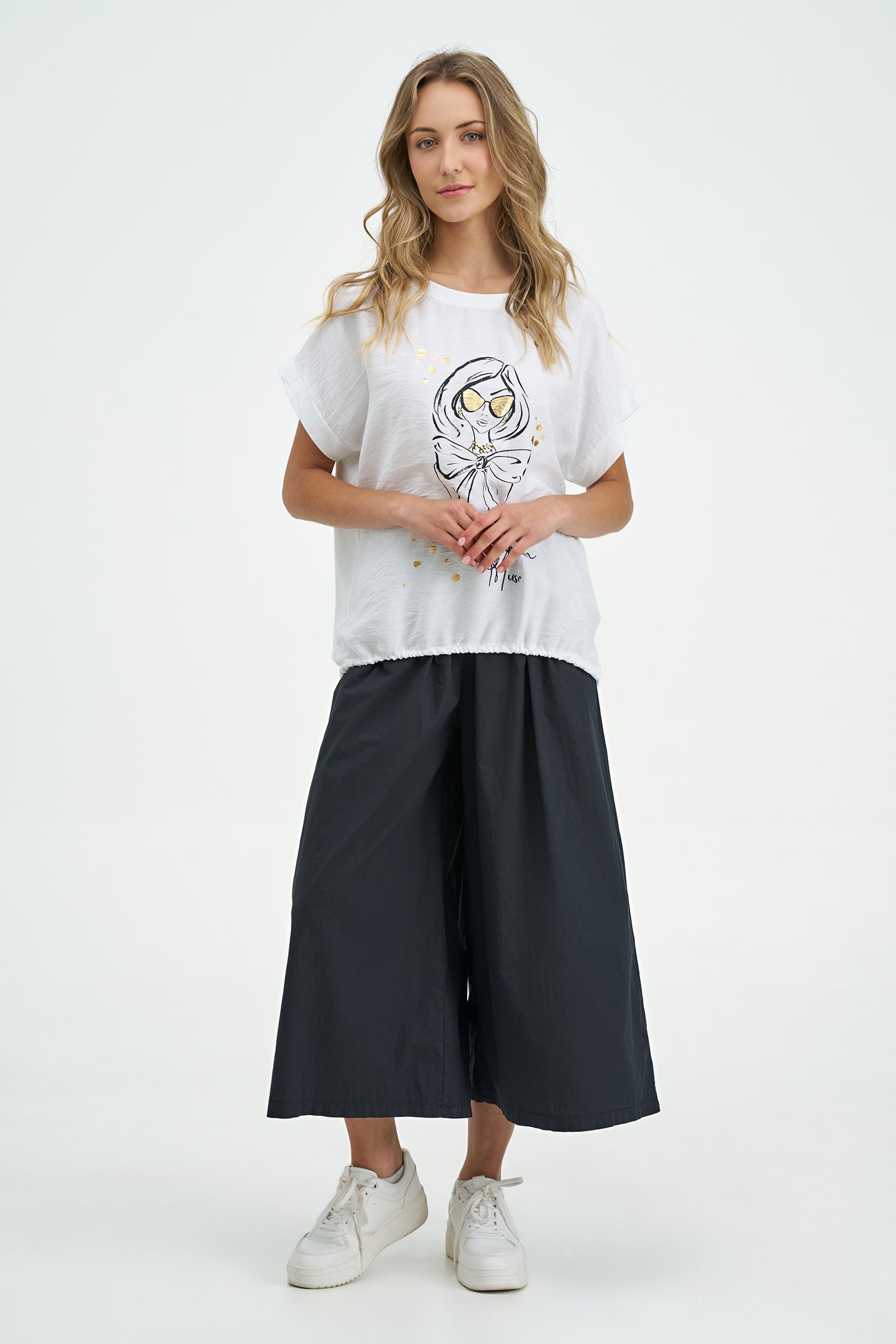 Women's Knit/Woven Combo Top